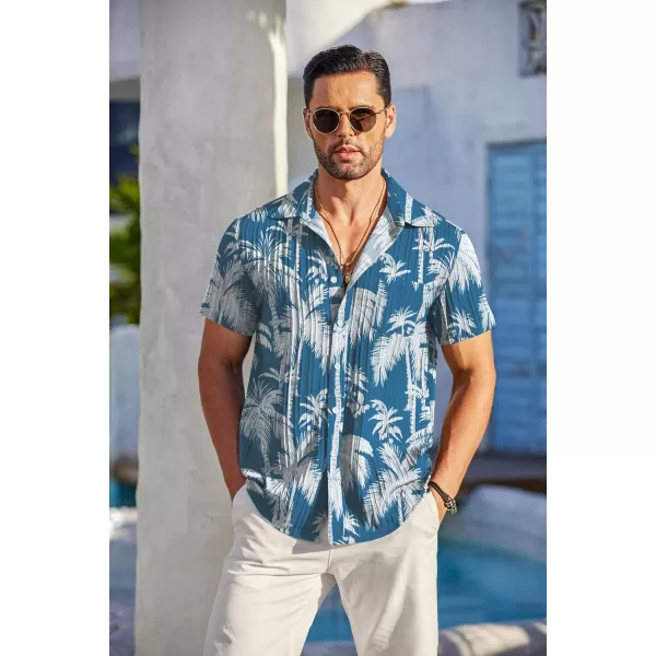 COOFANDY Men's Casual Button Down Shirts Short Sleeve Textured Linen Summer Beach Shirt with Pocket