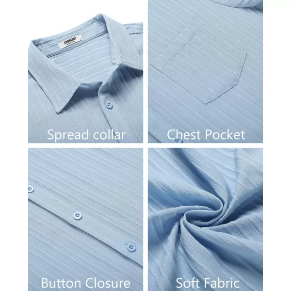COOFANDY Men's Casual Button Down Shirts Short Sleeve Textured Linen Summer Beach Shirt with Pocket