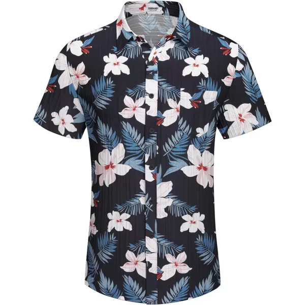 COOFANDY Men's Casual Button Down Shirts Short Sleeve Textured Linen Summer Beach Shirt with Pocket