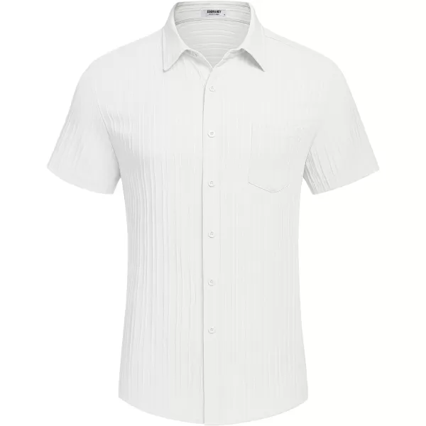 COOFANDY Men's Casual Button Down Shirts Short Sleeve Textured Linen Summer Beach Shirt with Pocket