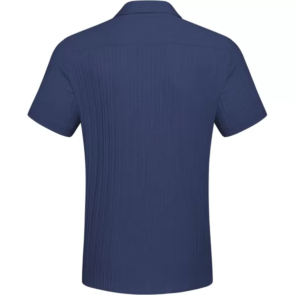COOFANDY Men's Casual Button Down Shirts Short Sleeve Textured Linen Summer Beach Shirt with Pocket