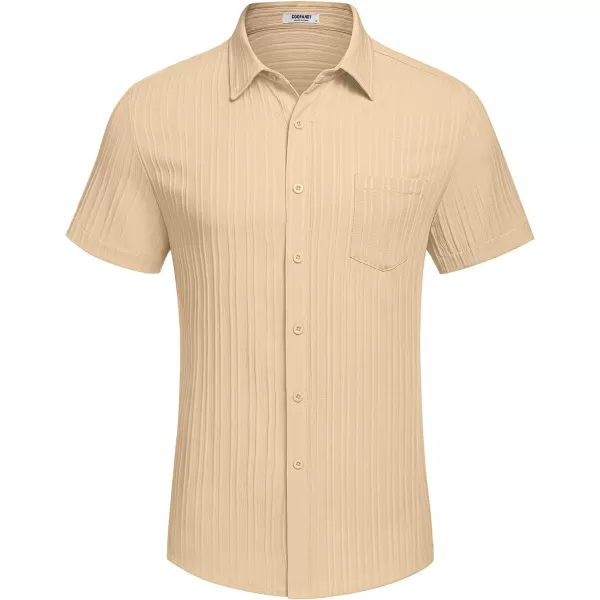 COOFANDY Men's Casual Button Down Shirts Short Sleeve Textured Linen Summer Beach Shirt with Pocket