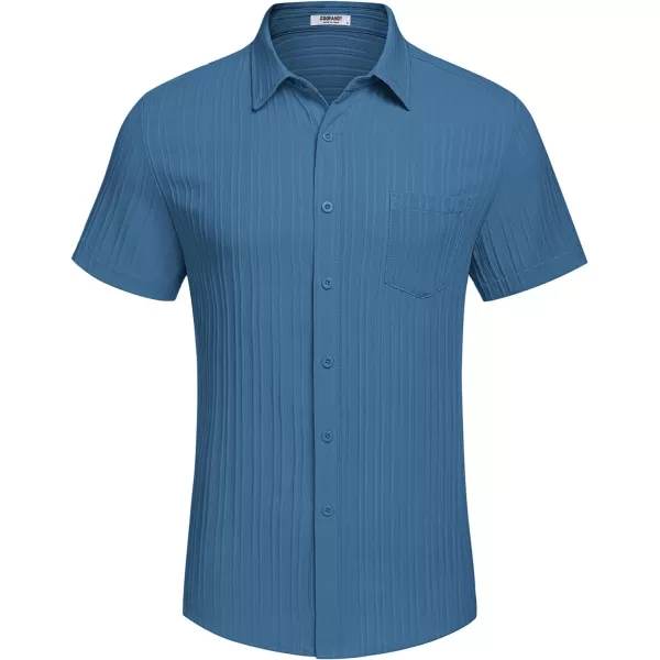 COOFANDY Men's Casual Button Down Shirts Short Sleeve Textured Linen Summer Beach Shirt with Pocket