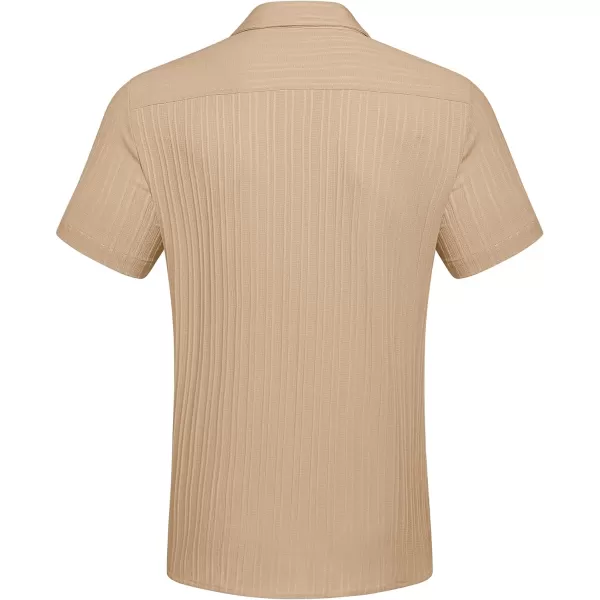 COOFANDY Men's Casual Button Down Shirts Short Sleeve Textured Linen Summer Beach Shirt with Pocket