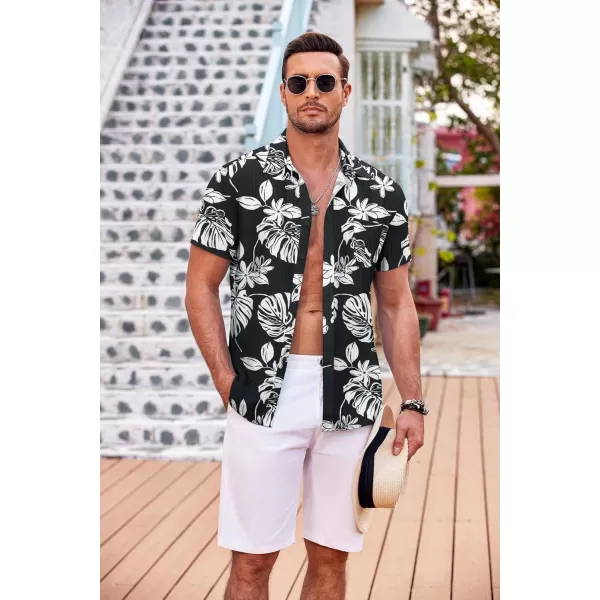 COOFANDY Men's Casual Button Down Shirts Short Sleeve Textured Linen Summer Beach Shirt with Pocket
