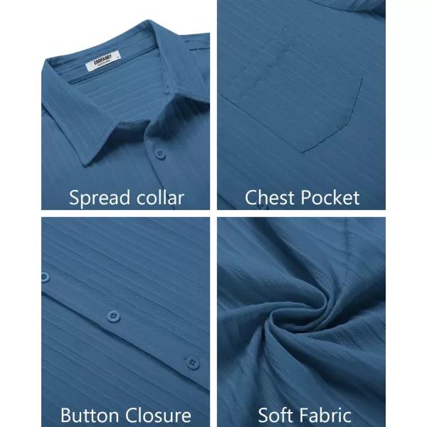 COOFANDY Men's Casual Button Down Shirts Short Sleeve Textured Linen Summer Beach Shirt with Pocket