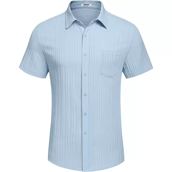 COOFANDY Men's Casual Button Down Shirts Short Sleeve Textured Linen Summer Beach Shirt with Pocket