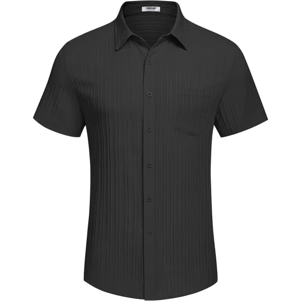 COOFANDY Men's Casual Button Down Shirts Short Sleeve Textured Linen Summer Beach Shirt with Pocket