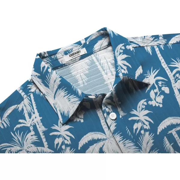 COOFANDY Men's Casual Button Down Shirts Short Sleeve Textured Linen Summer Beach Shirt with Pocket