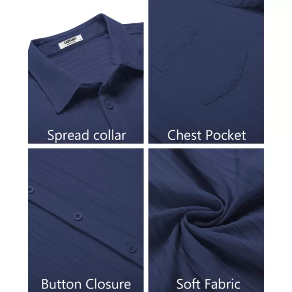COOFANDY Men's Casual Button Down Shirts Short Sleeve Textured Linen Summer Beach Shirt with Pocket