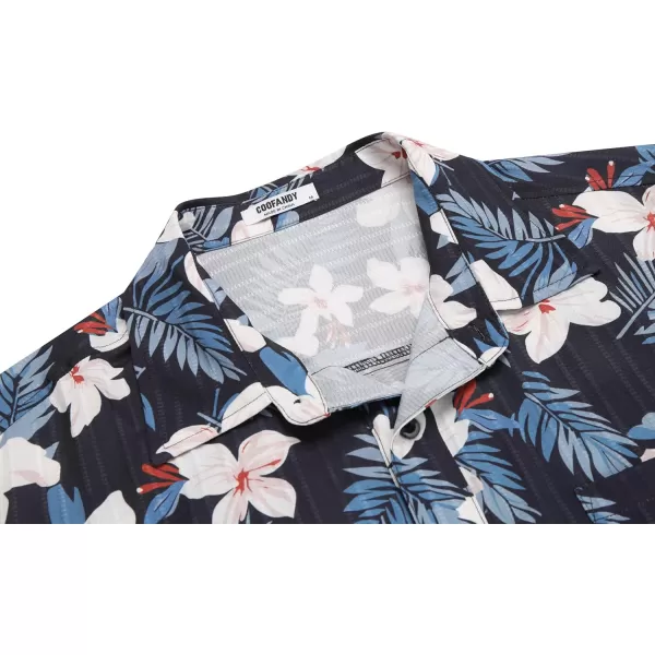 COOFANDY Men's Casual Button Down Shirts Short Sleeve Textured Linen Summer Beach Shirt with Pocket