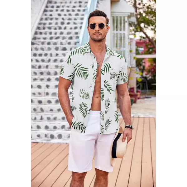 COOFANDY Men's Casual Button Down Shirts Short Sleeve Textured Linen Summer Beach Shirt with Pocket