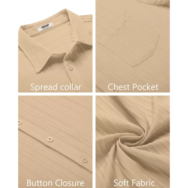 COOFANDY Men's Casual Button Down Shirts Short Sleeve Textured Linen Summer Beach Shirt with Pocket