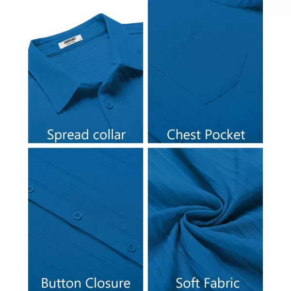 COOFANDY Men's Casual Button Down Shirts Short Sleeve Textured Linen Summer Beach Shirt with Pocket