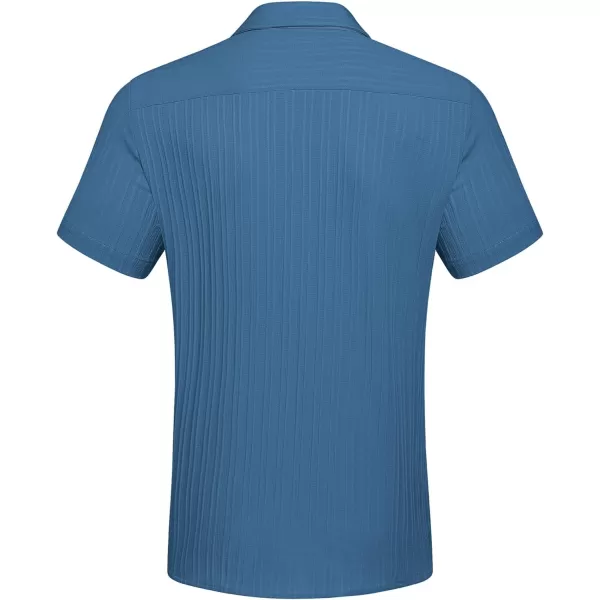 COOFANDY Men's Casual Button Down Shirts Short Sleeve Textured Linen Summer Beach Shirt with Pocket