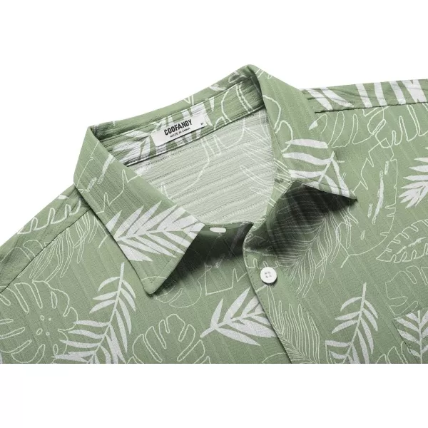 COOFANDY Men's Casual Button Down Shirts Short Sleeve Textured Linen Summer Beach Shirt with Pocket