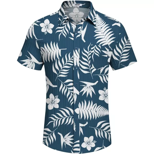 COOFANDY Men's Casual Button Down Shirts Short Sleeve Textured Linen Summer Beach Shirt with Pocket