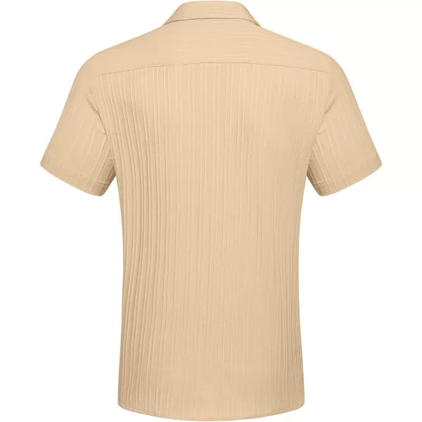 COOFANDY Men's Casual Button Down Shirts Short Sleeve Textured Linen Summer Beach Shirt with Pocket