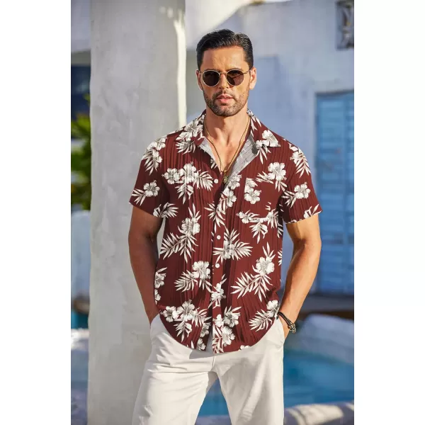 COOFANDY Men's Casual Button Down Shirts Short Sleeve Textured Linen Summer Beach Shirt with Pocket