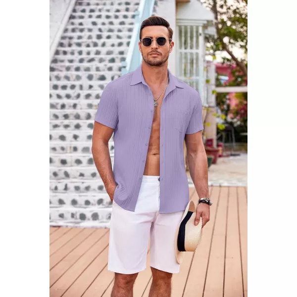 COOFANDY Men's Casual Button Down Shirts Short Sleeve Textured Linen Summer Beach Shirt with Pocket