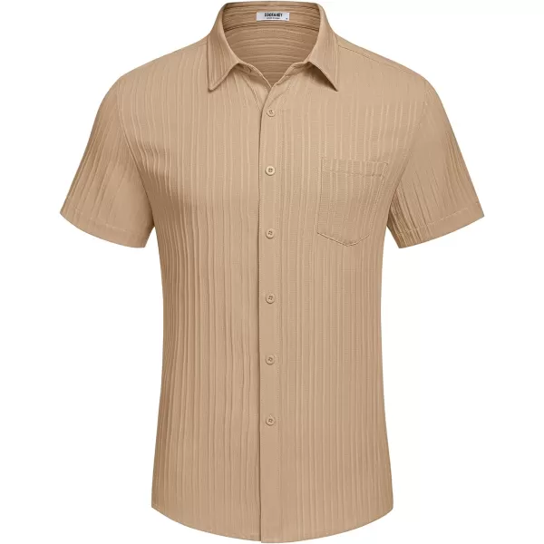 COOFANDY Men's Casual Button Down Shirts Short Sleeve Textured Linen Summer Beach Shirt with Pocket