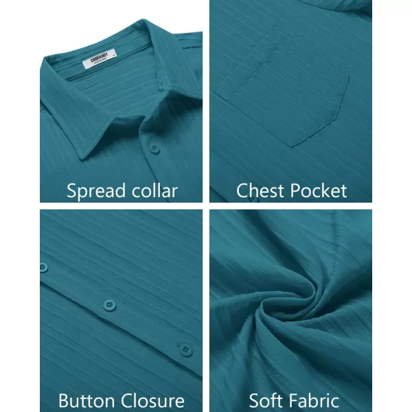 COOFANDY Men's Casual Button Down Shirts Short Sleeve Textured Linen Summer Beach Shirt with Pocket