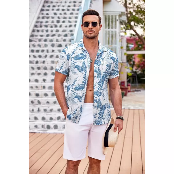 COOFANDY Men's Casual Button Down Shirts Short Sleeve Textured Linen Summer Beach Shirt with Pocket