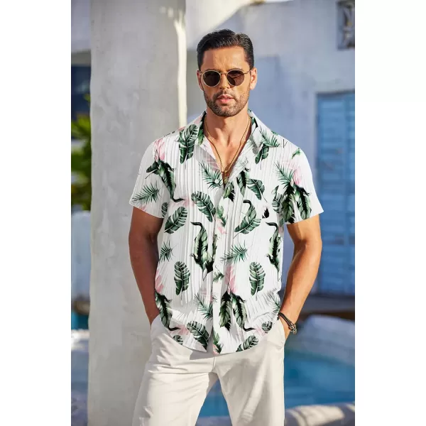 COOFANDY Men's Casual Button Down Shirts Short Sleeve Textured Linen Summer Beach Shirt with Pocket
