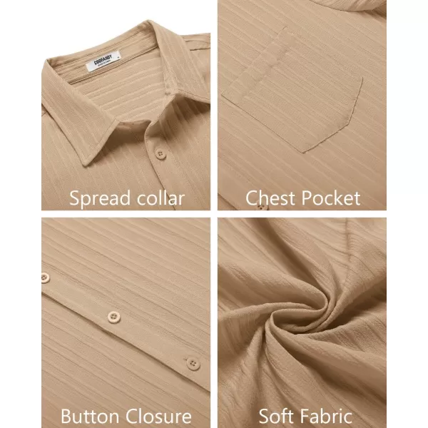 COOFANDY Men's Casual Button Down Shirts Short Sleeve Textured Linen Summer Beach Shirt with Pocket