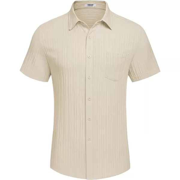 COOFANDY Men's Casual Button Down Shirts Short Sleeve Textured Linen Summer Beach Shirt with Pocket