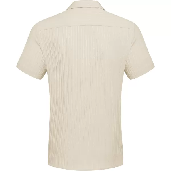 COOFANDY Men's Casual Button Down Shirts Short Sleeve Textured Linen Summer Beach Shirt with Pocket