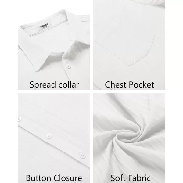 COOFANDY Men's Casual Button Down Shirts Short Sleeve Textured Linen Summer Beach Shirt with Pocket