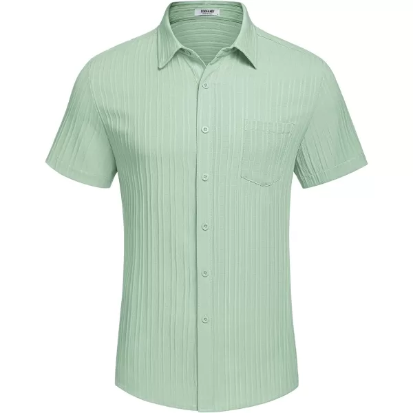 COOFANDY Men's Casual Button Down Shirts Short Sleeve Textured Linen Summer Beach Shirt with Pocket