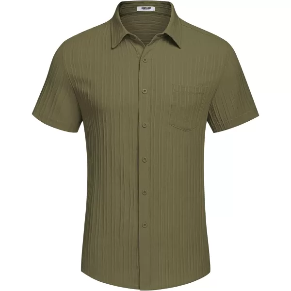 COOFANDY Men's Casual Button Down Shirts Short Sleeve Textured Linen Summer Beach Shirt with Pocket