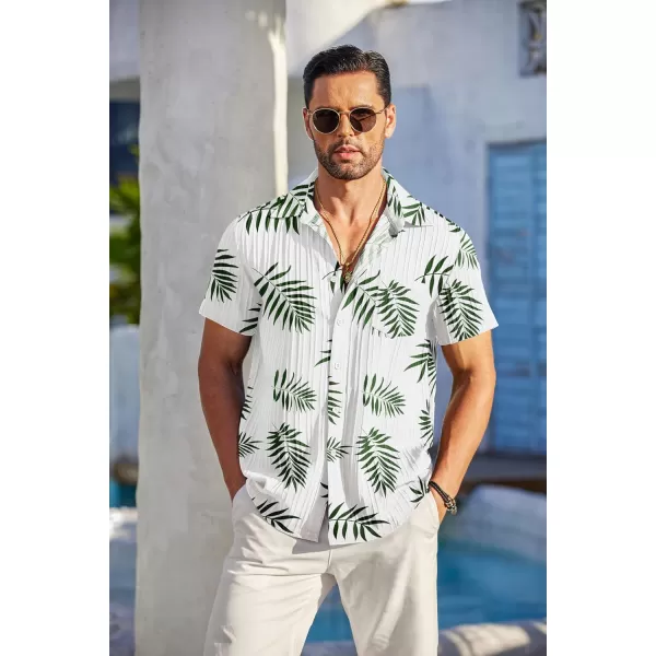 COOFANDY Men's Casual Button Down Shirts Short Sleeve Textured Linen Summer Beach Shirt with Pocket