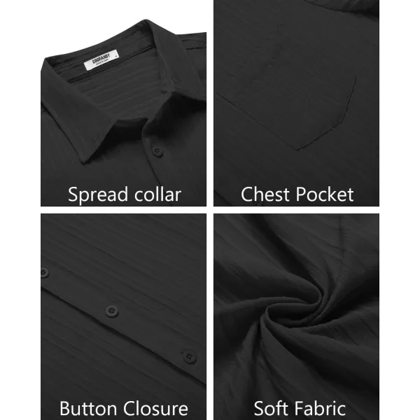 COOFANDY Men's Casual Button Down Shirts Short Sleeve Textured Linen Summer Beach Shirt with Pocket