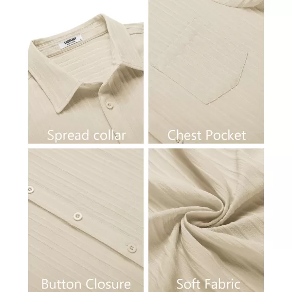 COOFANDY Men's Casual Button Down Shirts Short Sleeve Textured Linen Summer Beach Shirt with Pocket