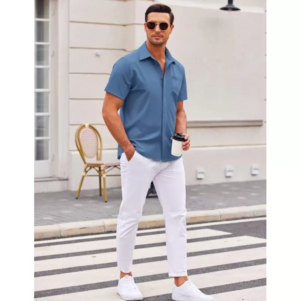 COOFANDY Mens Casual Button Down Shirts Short Sleeve Wrinkle Free Dress Shirts Summer Shirt with Pocket