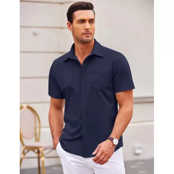 COOFANDY Mens Casual Button Down Shirts Short Sleeve Wrinkle Free Dress Shirts Summer Shirt with Pocket