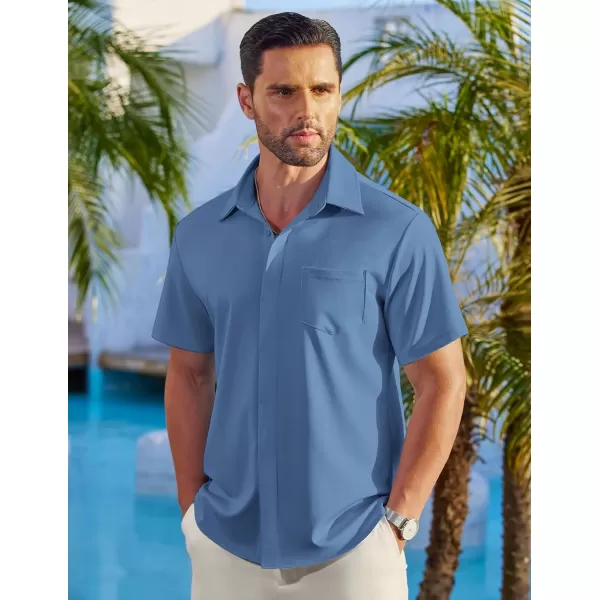 COOFANDY Mens Casual Button Down Shirts Short Sleeve Wrinkle Free Dress Shirts Summer Shirt with Pocket