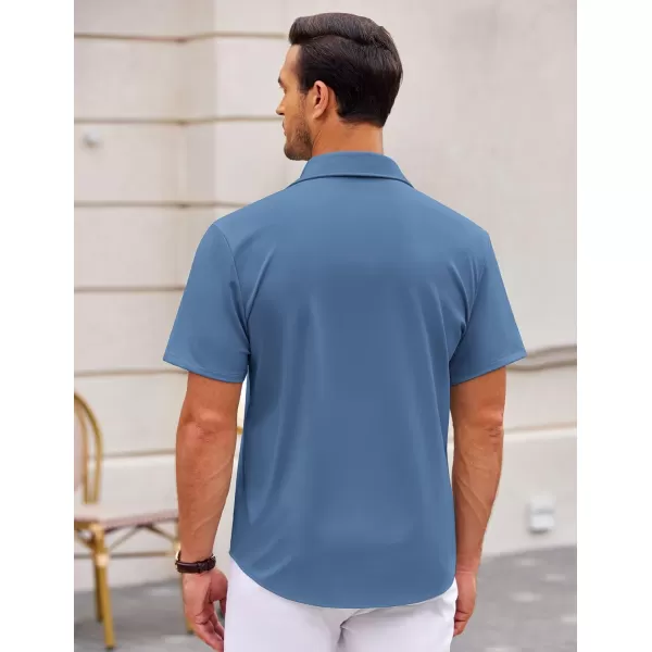 COOFANDY Mens Casual Button Down Shirts Short Sleeve Wrinkle Free Dress Shirts Summer Shirt with Pocket