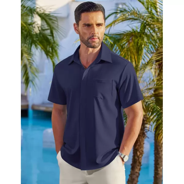 COOFANDY Mens Casual Button Down Shirts Short Sleeve Wrinkle Free Dress Shirts Summer Shirt with Pocket