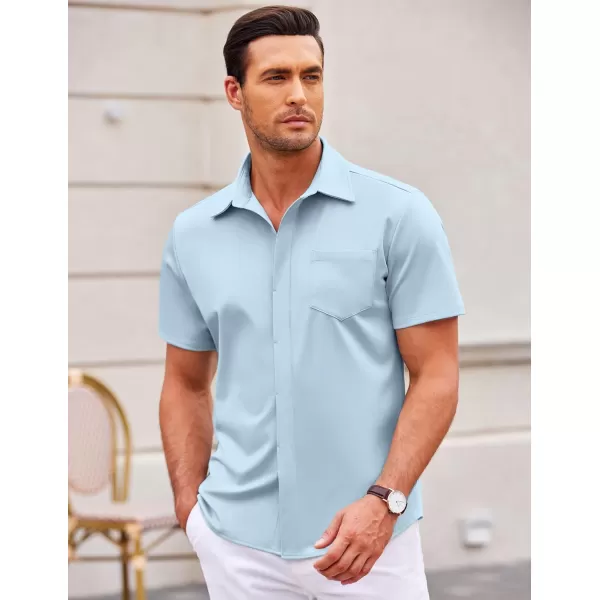 COOFANDY Mens Casual Button Down Shirts Short Sleeve Wrinkle Free Dress Shirts Summer Shirt with Pocket