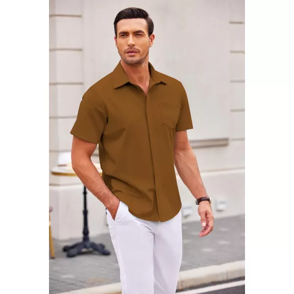 COOFANDY Mens Casual Button Down Shirts Short Sleeve Wrinkle Free Dress Shirts Summer Shirt with Pocket