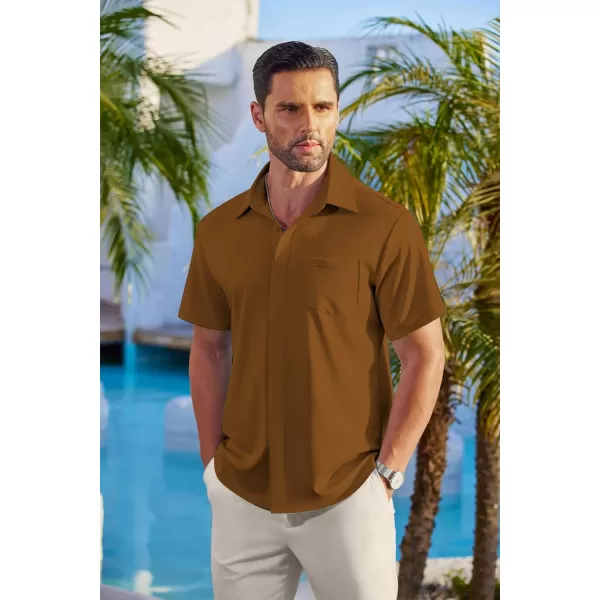 COOFANDY Mens Casual Button Down Shirts Short Sleeve Wrinkle Free Dress Shirts Summer Shirt with Pocket