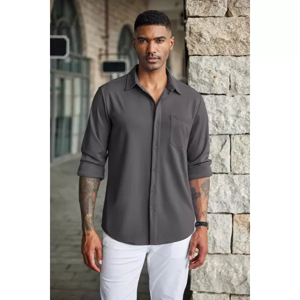 COOFANDY Men's Casual Button Down Shirts Wrinkle Free Long Sleeve Dress Shirts