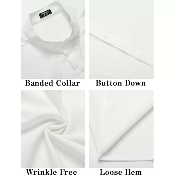 COOFANDY Men's Casual Button Down Short Sleeve Shirt Band Collar Shirts Textured Beach Summer Shirt