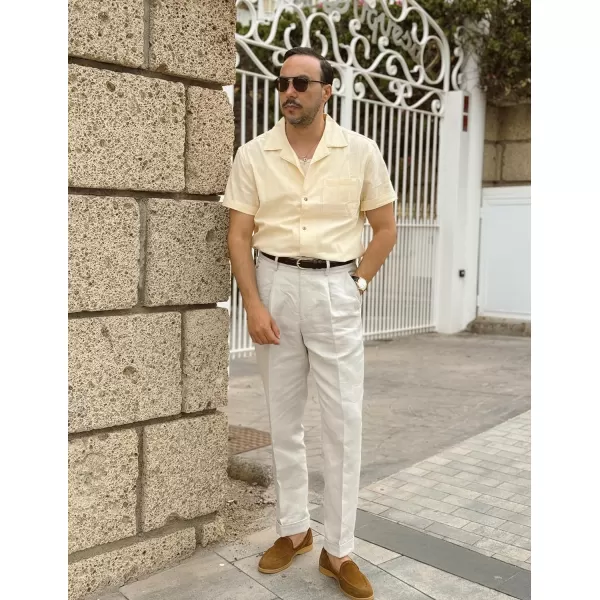 COOFANDY Mens Casual Cotton Linen Shirt Short Sleeve Button Up Shirts Summer Beach Top