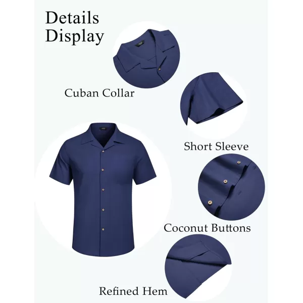 COOFANDY Mens Casual Cotton Linen Shirt Short Sleeve Button Up Shirts Summer Beach Top