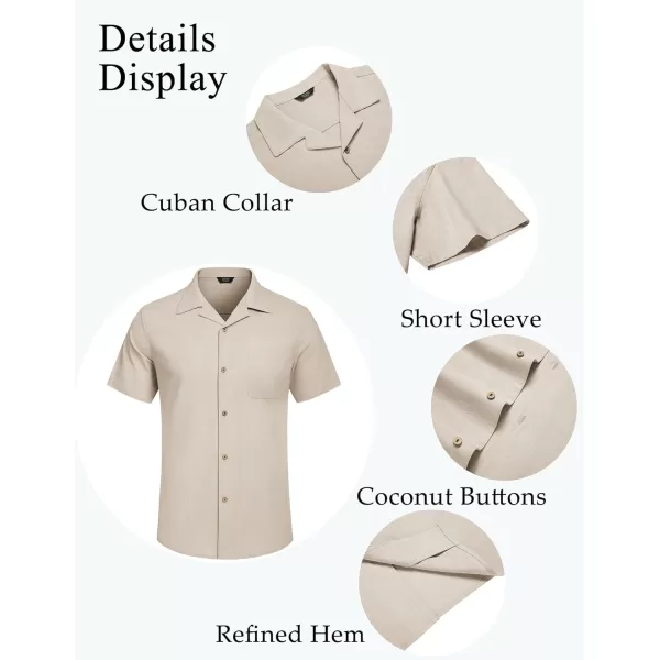 COOFANDY Mens Casual Cotton Linen Shirt Short Sleeve Button Up Shirts Summer Beach Top